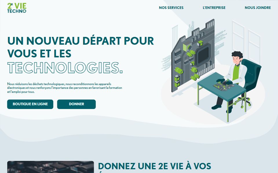 Page d'accueil de 2e Vie Techno