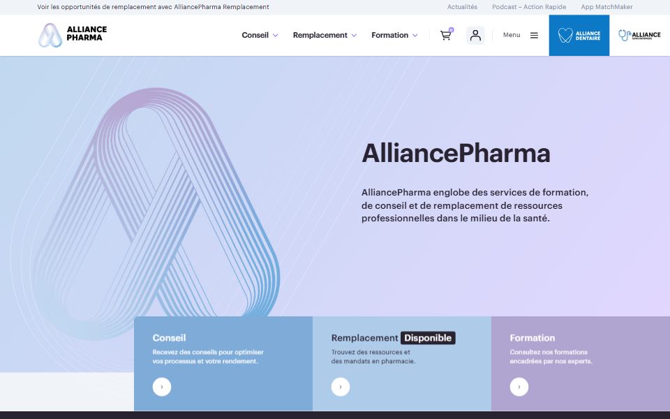 Page d'accueil de AlliancePharma