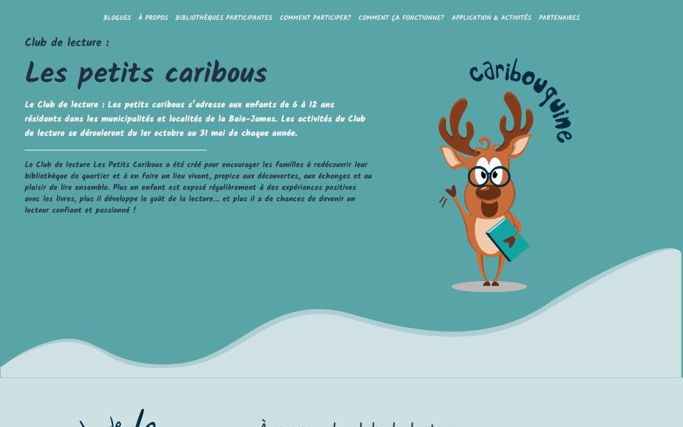 Page d'accueil de Club de lecture les Petits caribous