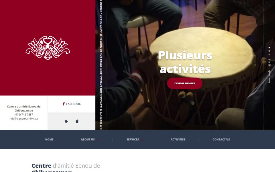 Page d'accueil de Centre d’amitié Eenou de Chibougamau