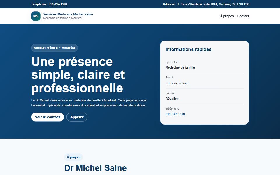 Page d'accueil de Services médicaux Michel Saine