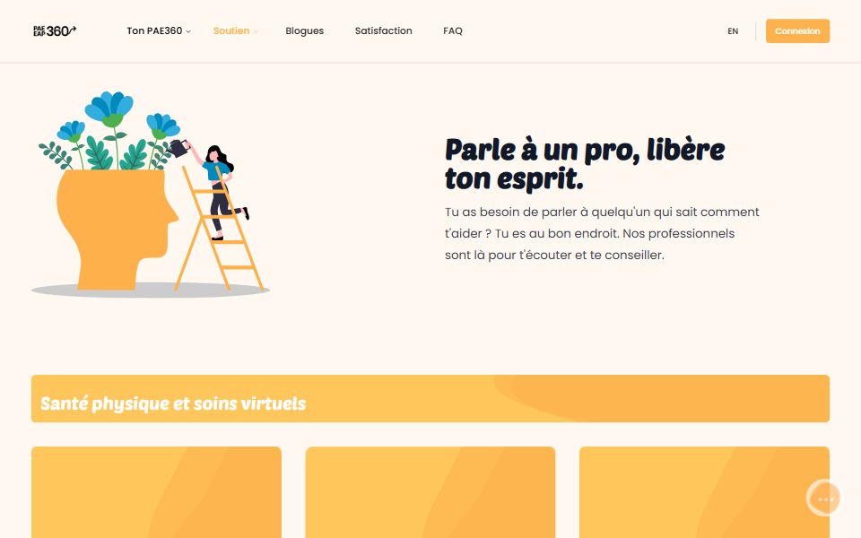 Page d'accueil de PAE360