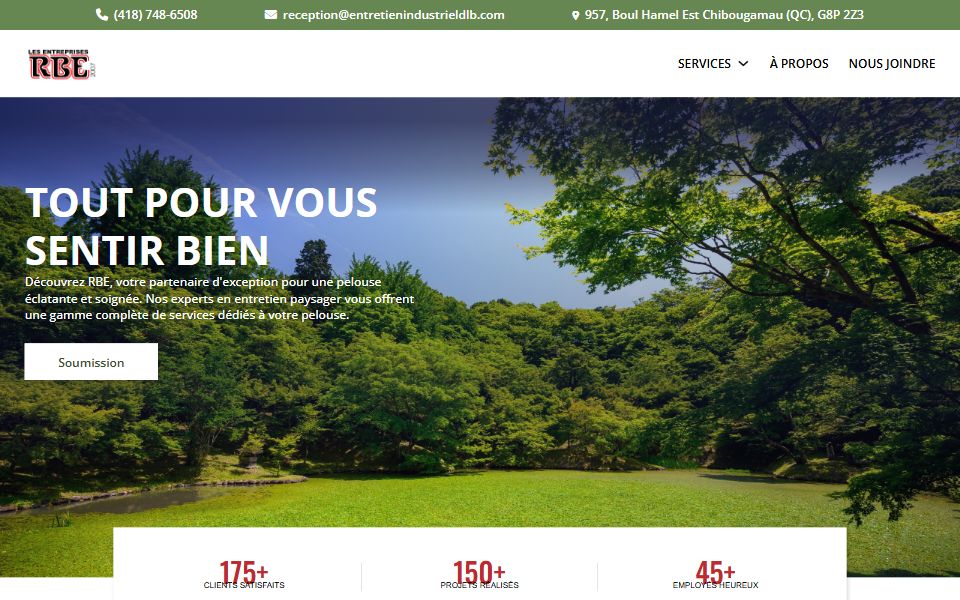 Page d'accueil de Les Entreprises RBE