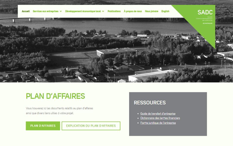 Page d'accueil de SADC de Matagami