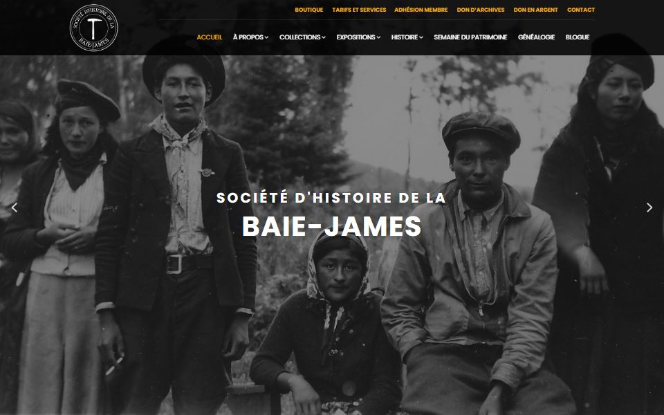 Page d'accueil de Société d’histoire de la Baie-James